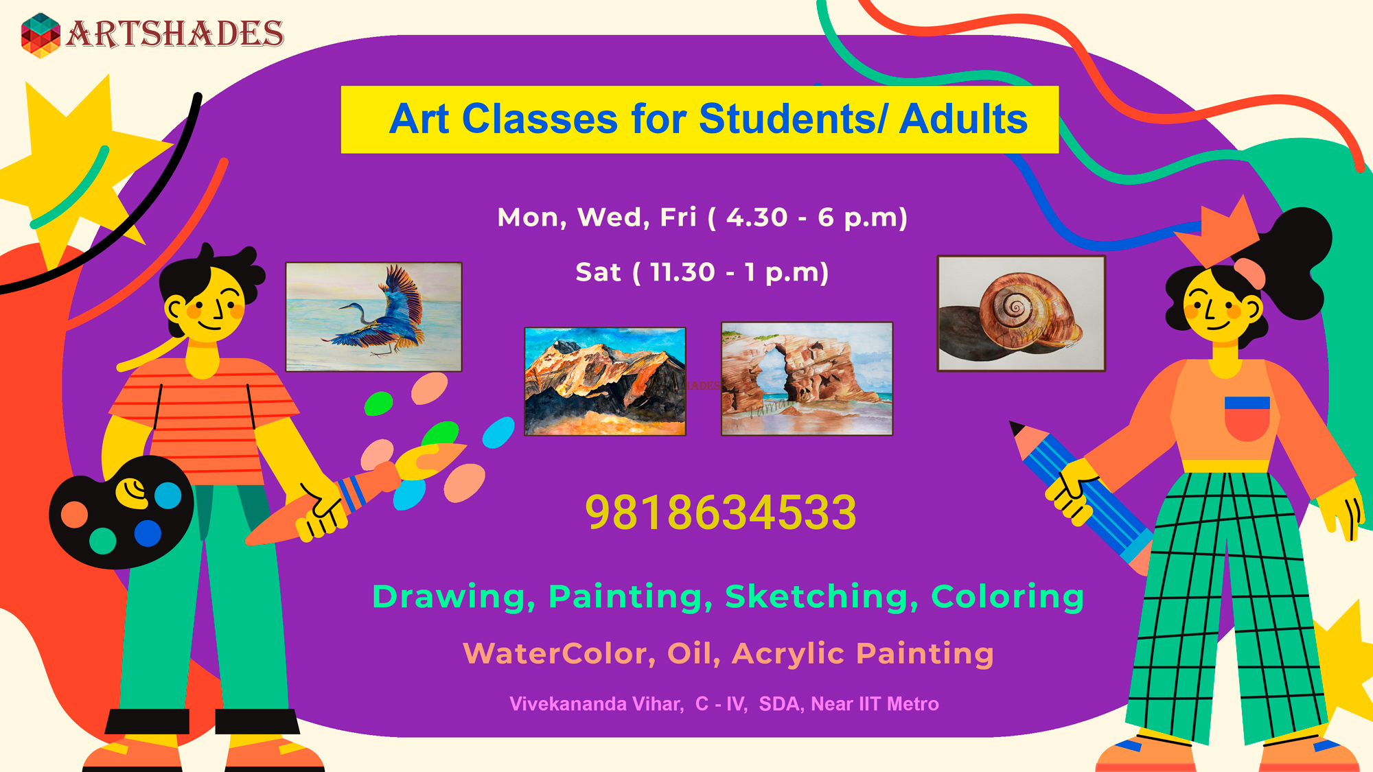 'ArtShades,Learn Color theory Online in India, painting, Coloring, drawing, sketching in Delhi' 